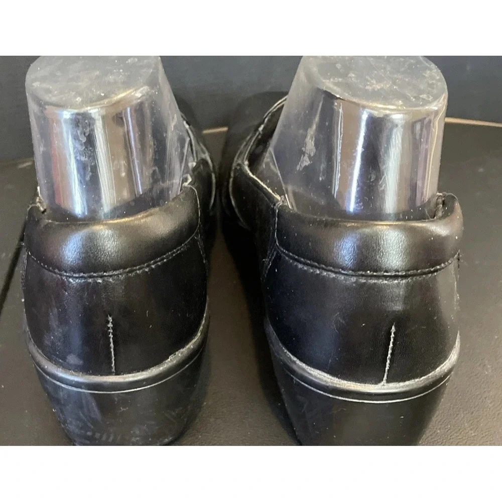 Clarks Womens 9.5 Loafers Black Leather Bendables Buckle Slip On Career Comfy